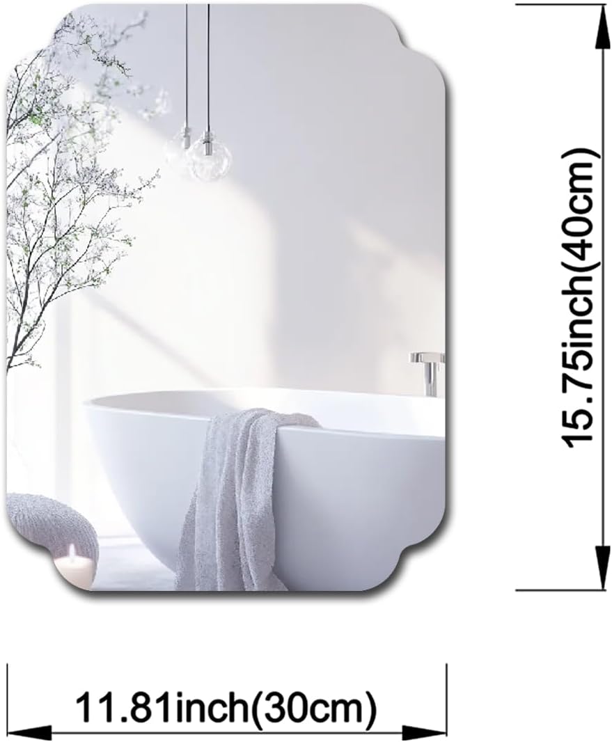 Rectangular Acrylic Mirror Anti-Scratch Unbreakable Shatterproof HD Tempered Wall Decorative Mirrors for Restaurant Bedroom Kitchen Office Gym(Rectangular 1,11.81 "x 15.75")