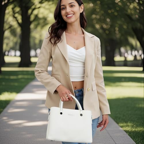 Image of Women's Top-Handle Handbags PU Leather Satchel Handbag with Detachable Shoulder Strap for Casual, Work, Traveling
