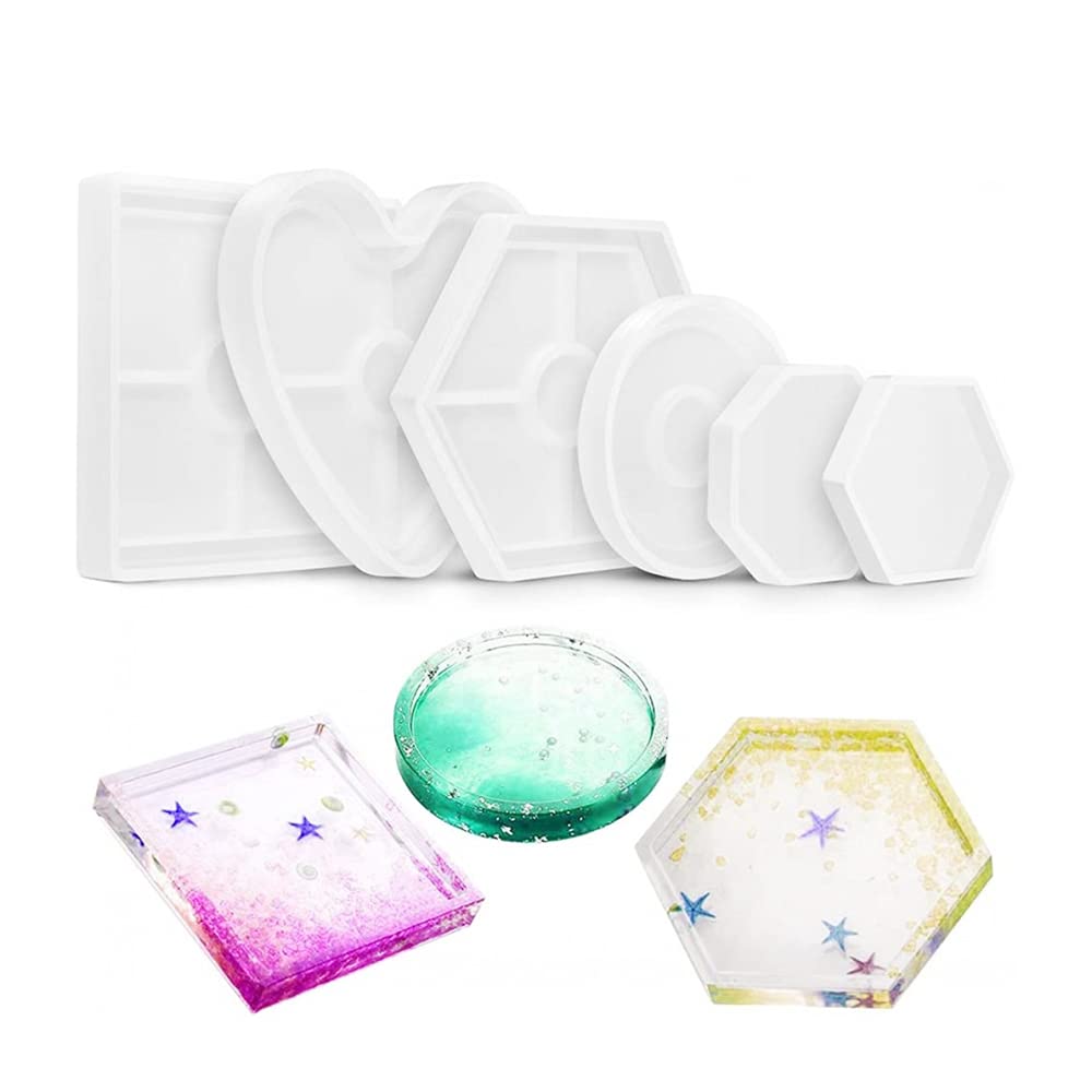 Sunkizzrs® DIY Coaster Mold Creative Epoxy Mold Multipurpose Resin Craft Mold Silicone Casting Mold (Set of 6) (B097S6DXHG) Amazon Price History, Amazon Price Tracker