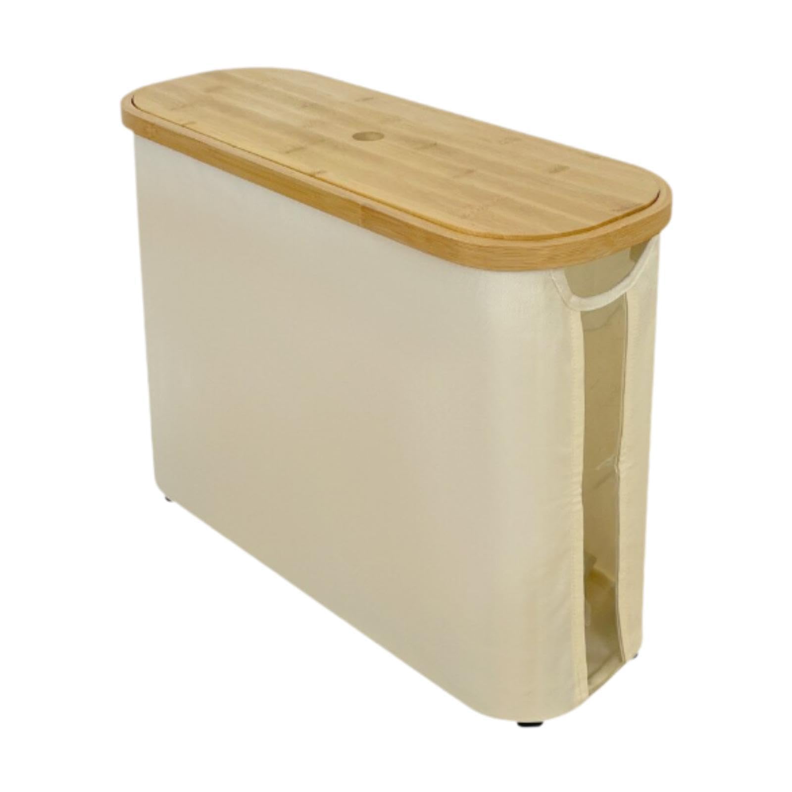 PIXZCSA Toilet Paper Storage Basket Bamboo Lid Tissue Box Securing Essentials In Any Bathroom Setting Transform Bathroom Toilet Paper Basket. Large Organizer, beige white, 45x15x35cm