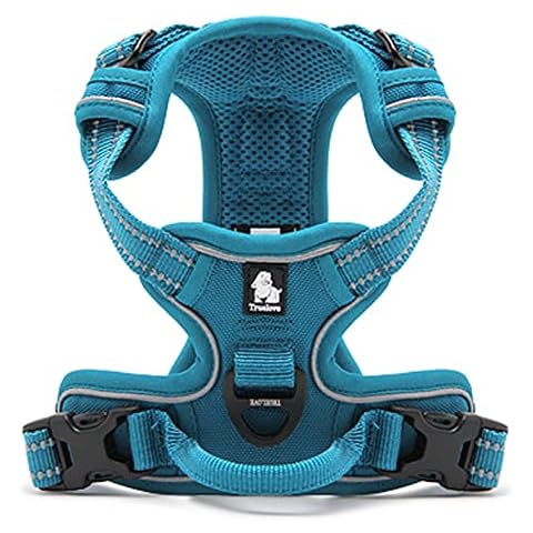 WINHYEPET True Love Dog Harness, No-Pull Reflective Pet Harness with 2 Leash Clips Adjustable Soft Padded Dog Vest with Easy Control Handle for Small Medium Large Dog TLH5651(Blue,M) Cover