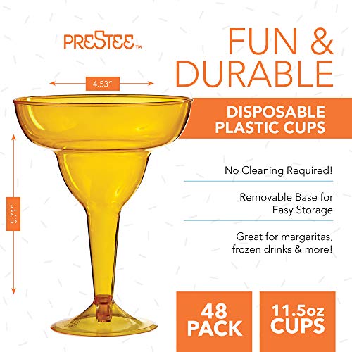48 Plastic Margarita Glasses - 12 Oz. | Hard Assorted Colors Plastic Cocktail Cups | Disposable Party Cups | Large Margarita Glasses | Plastic Cocktail Coupe | Frozen Drink Cups - Cinco De Mayo #TOP2