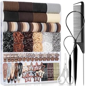 822PCS Elastic Hair Ties, IKOCO Hair Bands Hair Accessories for Girls with Hair Clips, Neutral Colors