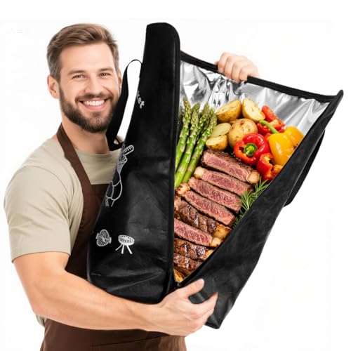Image of BBQ Blanket for Resting Meat - 5-Layer Insulated Brisket Blanket & Meat Resting Bag, Keeps Brisket, Turkey, Pork Shoulder & Ribs Juicy, Smoker Grill Accessories & BBQ Gifts for Men, Dads -- Black