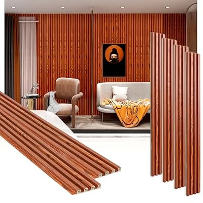 Eazart 3D Slat Wall Panels, WPC Wood Strip Texture Panels for Modern Home Decor, 96 x 96in, 8-Pack(Red Walnut)