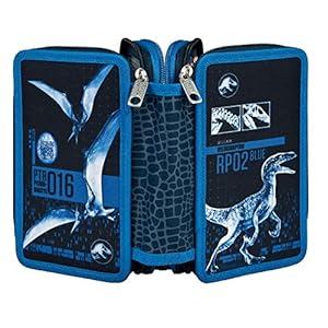 Scooli JURP0421 – Triple Decker, etui met 3 ritsvakken, Jurassic World, gevuld met Eberhard Faber pennen, 30-delig, voor…