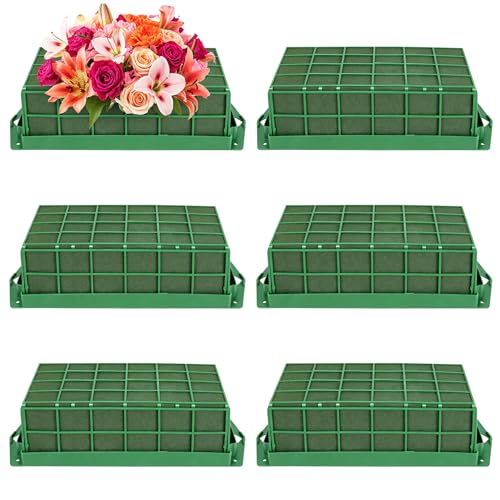 6 PCS Floral Foam Cage with Floral Foam Wet Foam for Fresh Flowers Foam for Flower Arrangements Floral Arrangement Supplies Rectangle Floral Cage for Table Wedding & Home Decor 11.7 x 4.6 x 3.1 in