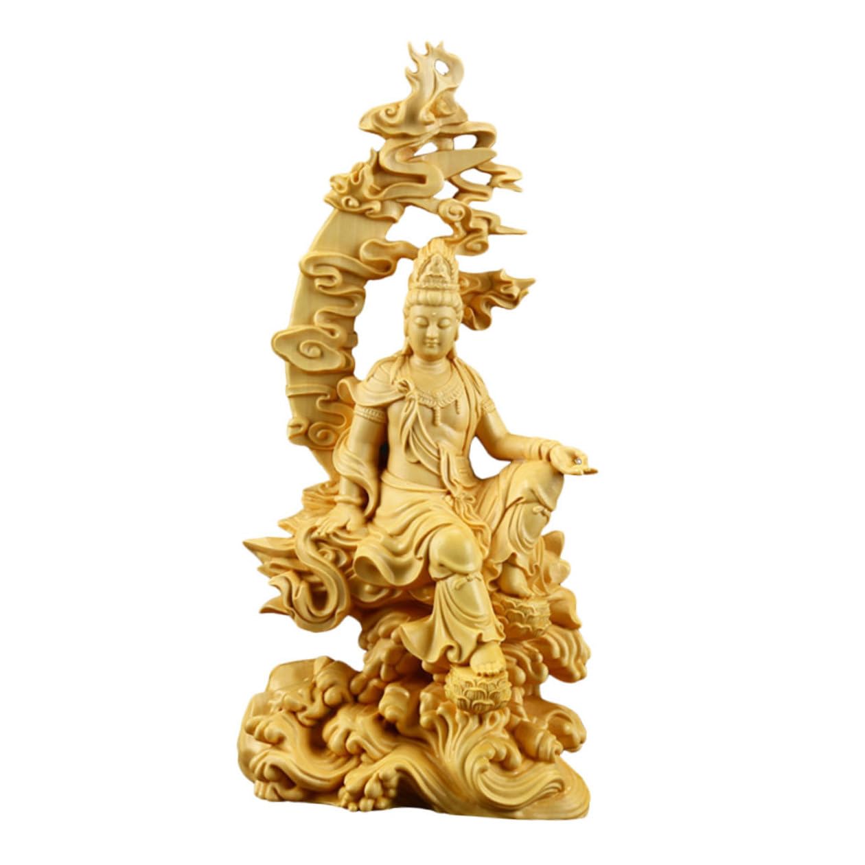 Statue de Bouddha Guanyin en bois sculpté main pour une décoration asiatique d'exception