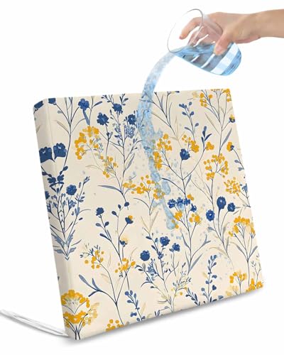 2 Pack Spring Flowers Waterproof Cushion Covers with Ties, Outdoor Patio Chaise Lounge Chair Seat Cushion Slip Covers Replacement(Only Cover) Farmhouse Pastoral Botanical Herbs 20