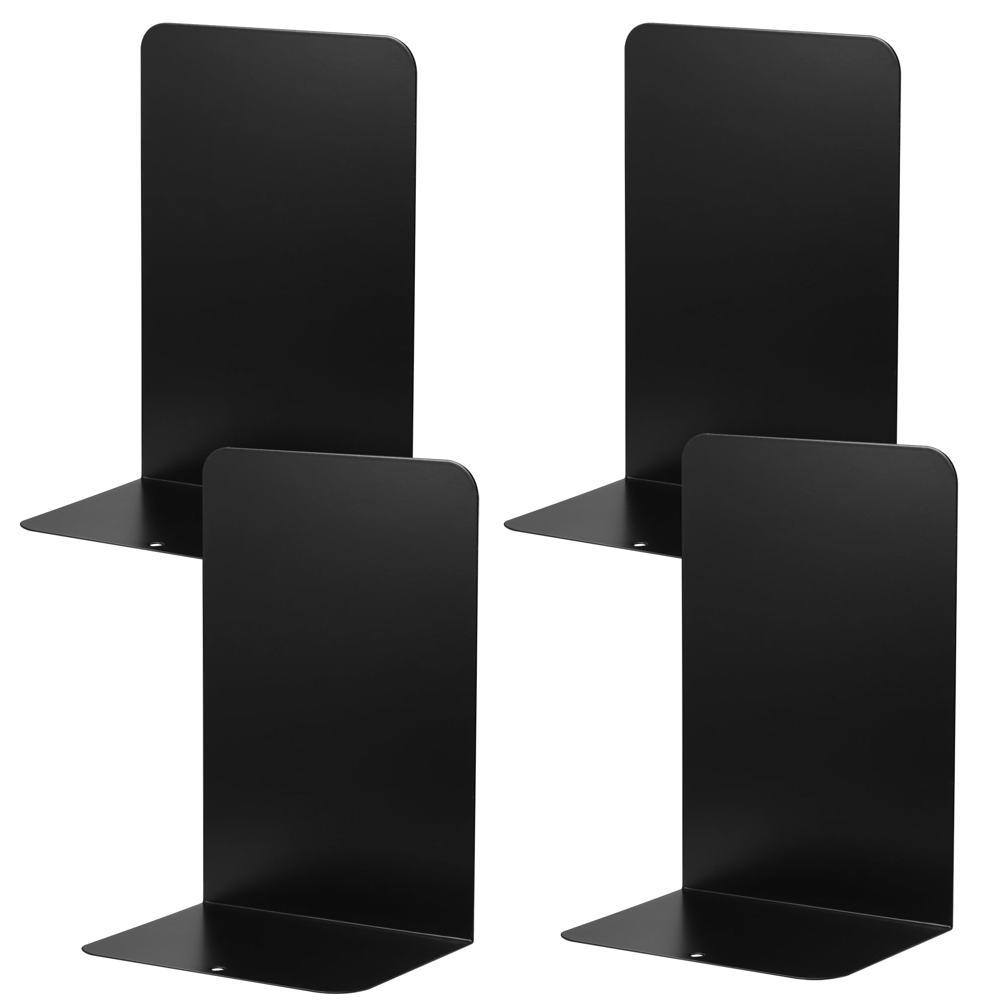 JIANTA Sujetalibros, 2 Pares Sujeta Libros Grandes, Sujeta Libros Metal Negro, 20.5 * 13.5 * 10CM, con Almohadilla Antideslizante, sujetalibros para Casa Oficina Biblioteca Escuela