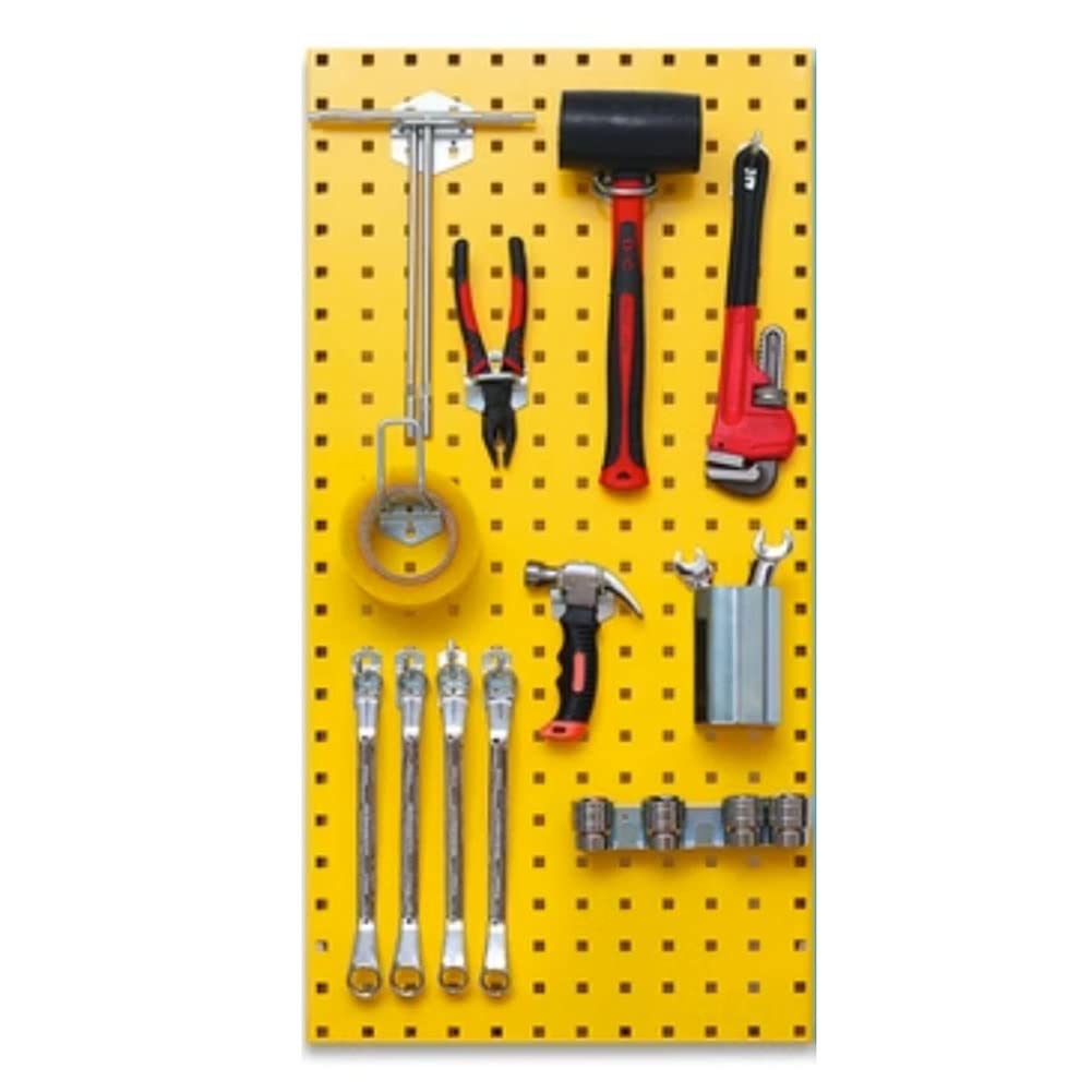 Metalowe panele ścienne – 1 organizer garażowy do pomieszczeń rzemieślniczych, kuchni i biura – żółta tablica wyników 90 x 45 cm na biżuterię, narzędzia i rzemiosło artystyczne, długa żywotność
