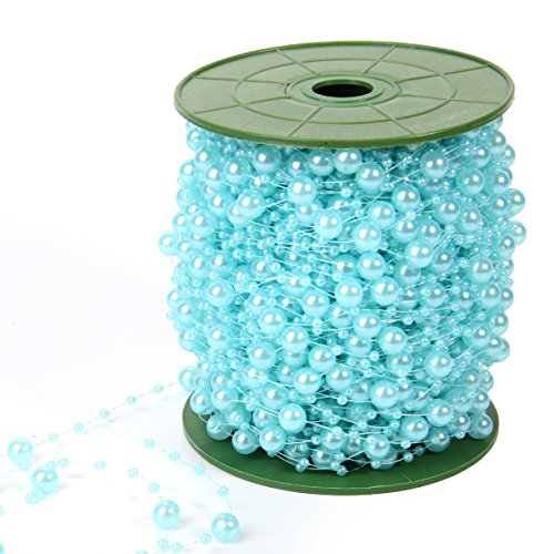 Krismile200 Feet Roll Blue Pearl String Party Garland Wedding Centerpieces Bridal Bouquet Decoration Pearl String Bead Garland Wedding Decoration DIY Table Centerpieces Bridal Shower Party Supplies