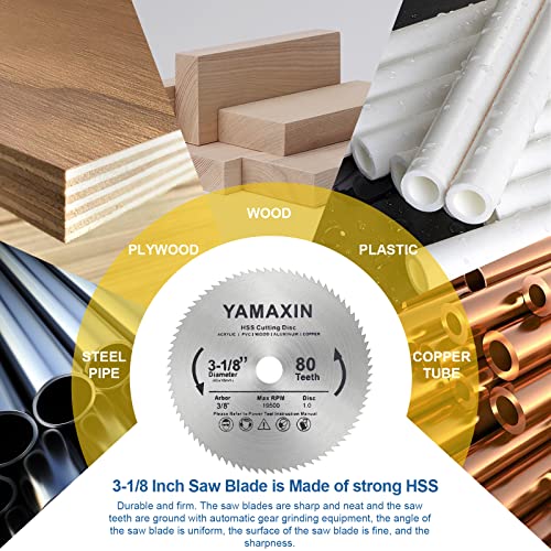 Yamaxin 3-1/8 Inch Saw Blade 80Mm Hss Circular Saw Blade,80Teeth High Speed Steel Cutting Disc With 3/8Inch Arbor For Rotary Tools Wood Plastic Cutting Saw Blade (1Pcs 80Teeth 1.0Disc) #TOP5