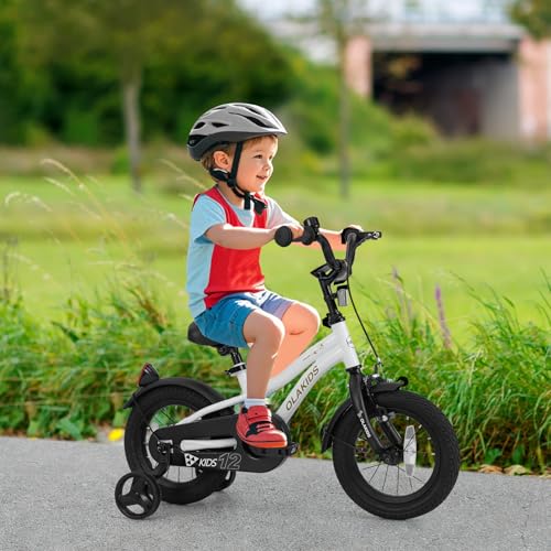 Image of Olakids Kids Bike, 12 14 16 18 Inch Toddlers Bike with Training Wheels Safety Bell Adjustable Seat and Handlebar, Handbrake and Coaster Brake, Children's Bicycle for Boys Girls