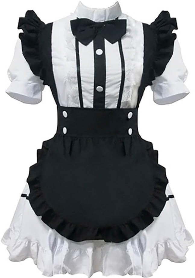 yiruisi Black White Anime Maid Uniform Dress Halloween Fancy Cosplay Costumes (Black-1)