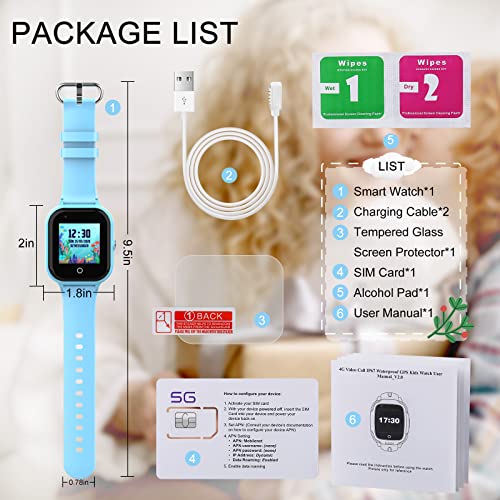 Image of wonlex Kids Smart Watch with GPS Tracker and Calling, 4G Smartwatches Girls Boys with SIM Card SOS Camera Voice Video Call School Mode for Kids Children Aged 4-12 Birthday Gifts