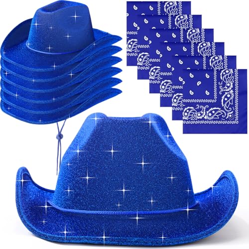 Sparkly adults cowboy hat set with paisley bandanas