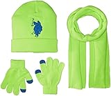 U.S. Polo Assn. Boys' Cuffed Beanie, Tech Touch Glove, and Matching Scarf