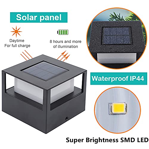 Maggift 4 Pack Solar Post Lights, 20 Lumen Outdoor Warm White High Brightness Smd Led Lighting Solar Powered Cap Light thumb #6