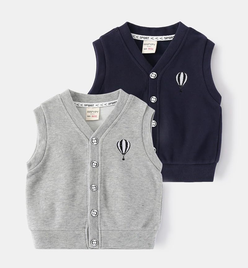 Toddler Baby Boys Girls Embroidered Sleeveless Sweater Vest V-Neck Autumn and Winter Little Kids Tank Button Cardigan4