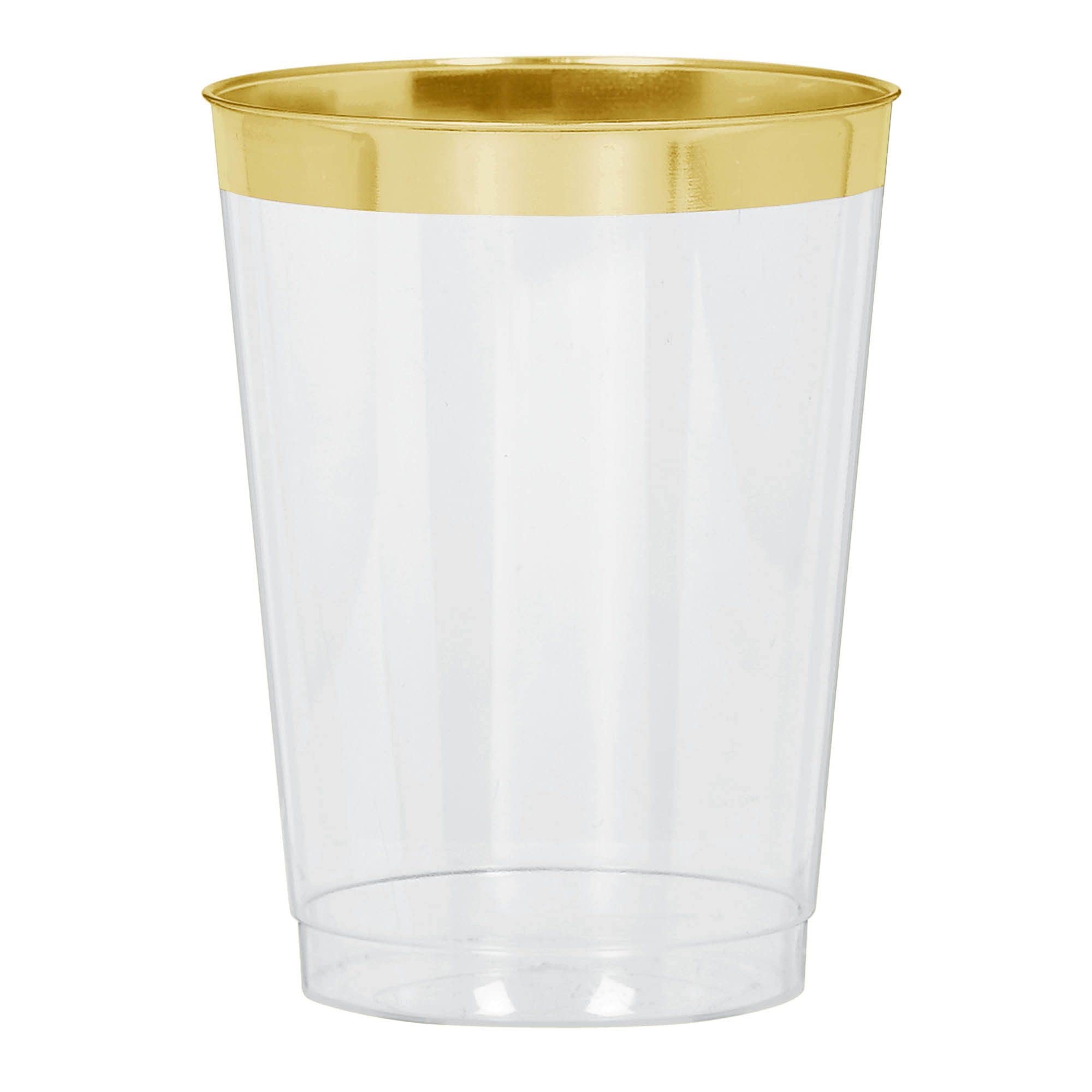 (PKT) 20 Pack Premium Tableware Gold Trim Plastic Tumblers 284ml
