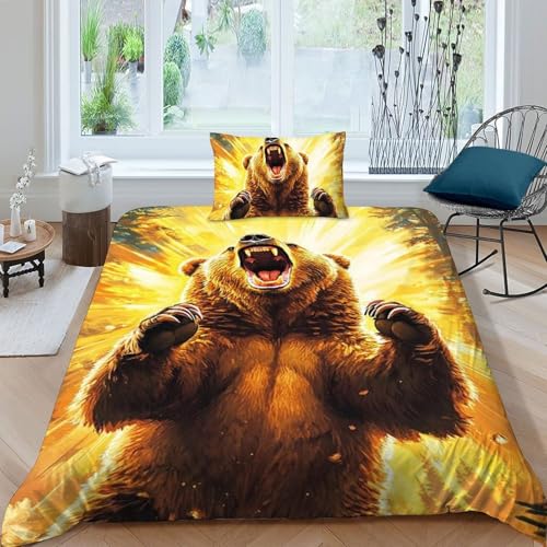 Housse de Couette Balade des Petits Ours Microfibre Douce avec Zip 135x200 - 3