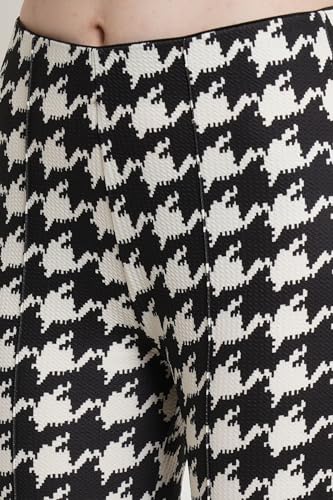 Image of Women Black & White Printed Solid Mid Rise Body Fitted Jeggings