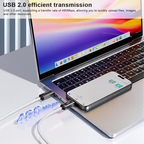 Image of Verilux TYPC C Charging Cable for iPhone 15, PD 240W TYPE C to TYPE C Fast Charging Cable Data Cable, Support USB 2.0 480Mbps Data Sync, 6.6ft LCD Display TYPC C Cable for Phone, Tablet