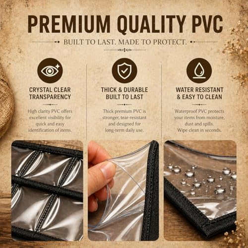 Image of Non-Woven Hanging Jewellery Organizer Storage Bag | Multipurpose Vanity Kit for Necklaces, Earrings, Chains, Watches, Pendants, Cosmetics & Accessories | Travel & Home Use - Black
