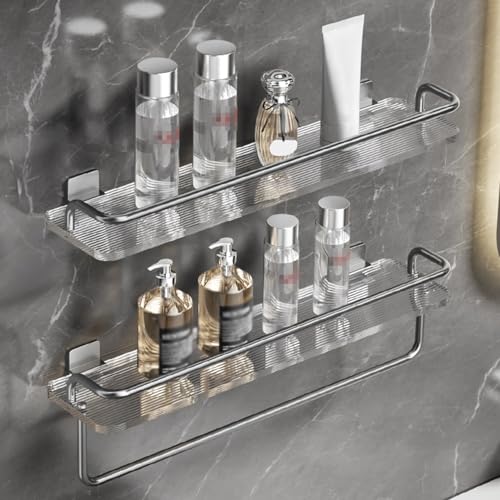 Acrylic Shower Shelf Rack - Wall-Mounted Bathroom Organizer 2-Layer 40cm Shower Caddy for Inside Shower - Durable Storage