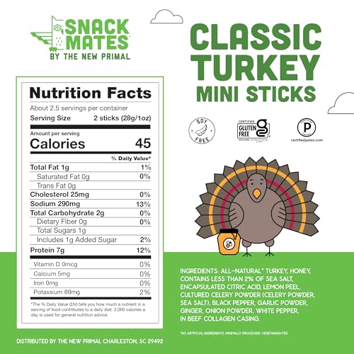 New Primal Snack Mates Classic Turkey Mini Meat Sticks, 40 Count - image 2