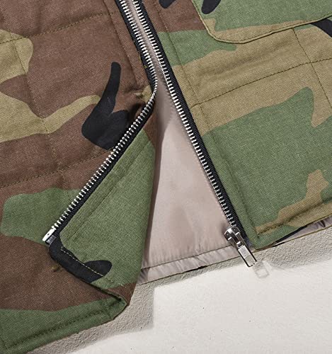 Dongfeng Womens Cropped Denim Camo Puffer Vest Sleeveless Hooded Drop Shoulder Sexy Tied Padded Puffy Vests Tops4