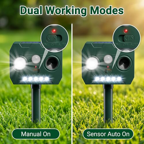 Image of Cat Repellent Outdoor Solar Animal Repeller Motion Activated Deer Repellent Device Humane Dog Racoon Squirrel Deterrent for Garden Yard Farm Waterproof (Mint Green)