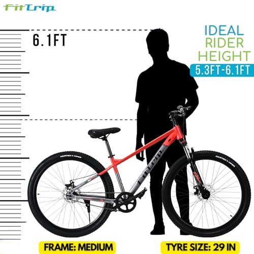 Image of FitTrip Fox Rush 29T Unisex MTB | Single Speed | Lockout Suspension | Imported Logan Dual Disk Brakes | 1030 Alloy Frame w /Internal Cabling | Zero Maintenance (Rosso Red)