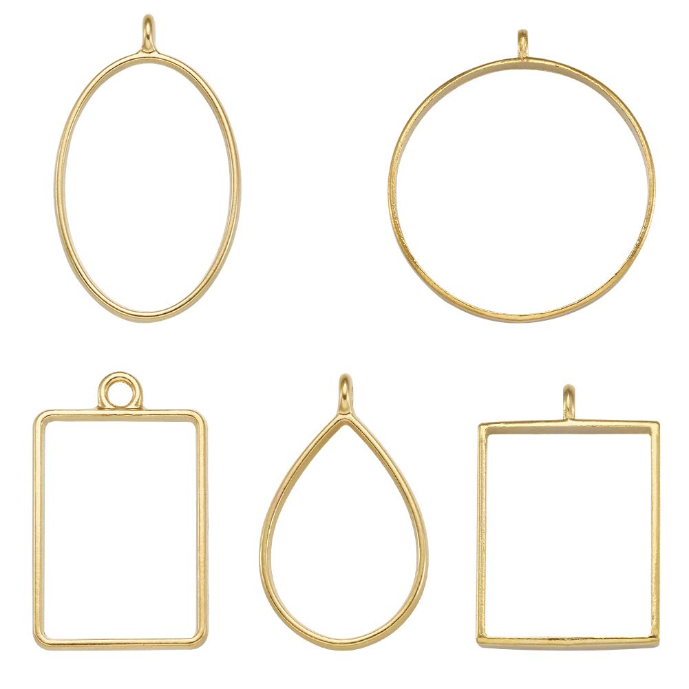 Cheriswelry 25pcs Open Bezel Frame Pendants Assorted Geometric Blank Bezel Charms Hollow Frames Trays Mold for DIY Resin Jewellery Crafts Making โ image 1
