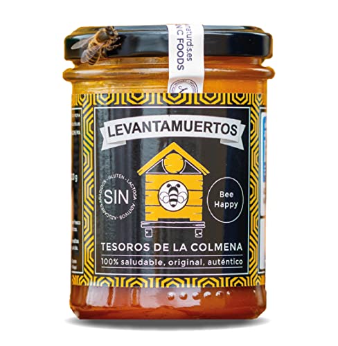 LEVANTAMUERTOS - Miel Cruda de Abeja, Polen fresco, Jalea real, Tintura Madre de Própolis y Aceites Esenciales - 100% Natural - Origen España - 220 gramos