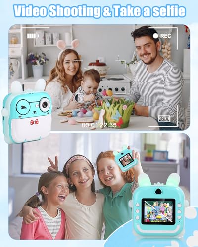 Sofortbildkameras Kinder, DigitalKamera, 2,4-Zoll-Bildschirm Kamera Kinder, HD Fotoapparat Kinder mit 32G SD Karte & Farbigen Stiften,Geschenk Weihnachten Spielzeug für Kinder 3-12 Jahren (Blau) – Bild 5