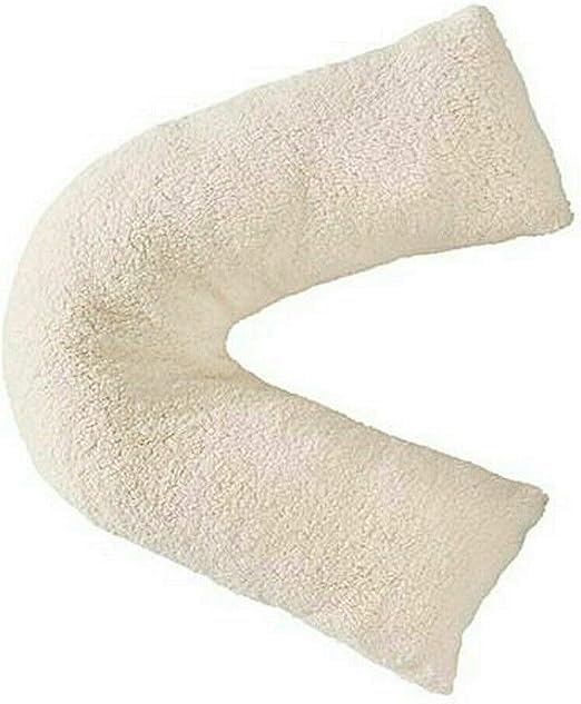 Dazzle Collection V Shaped Teddy Bear Fleece Complete Pillow or Case for support Maternity Back Neck Soft Warm Plush Cosy Pillow (Complete Pillow, Teddy Cream) โ image 1