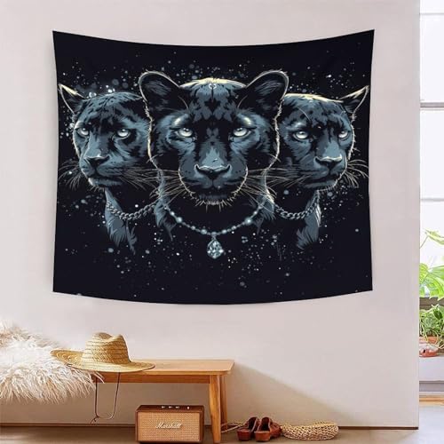 Tapisserie panthère noire 3D art mural en tissu de haute densité 150x200