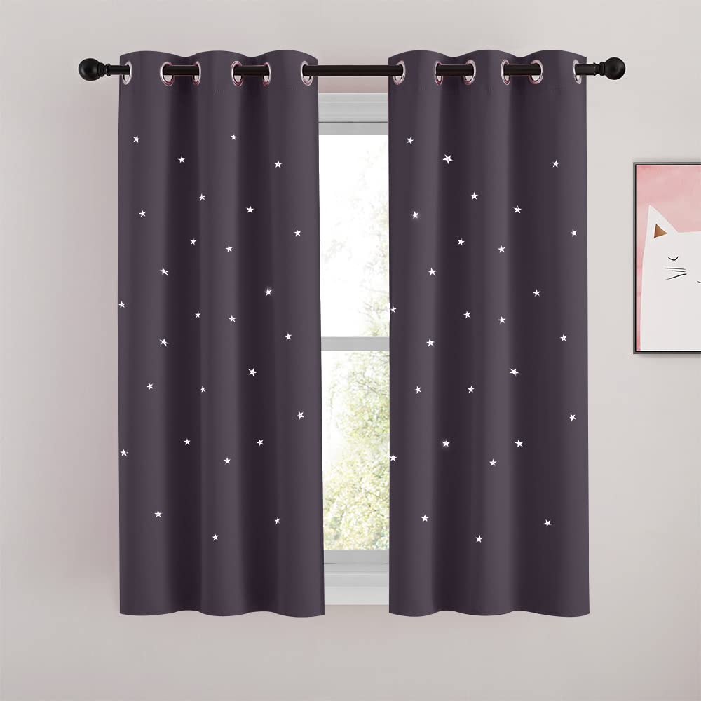 NICETOWN Greyish Purple Blackout Curtains for Boys/Kids Room, 1 Set, 34x54
