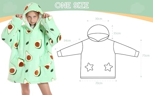 Oversize Hoodie Blanket For Kids Wearable Blanket For Girls Blanket Sweater With Pockets Pink Rainbow Unicorn 6-10 Years #TOP5