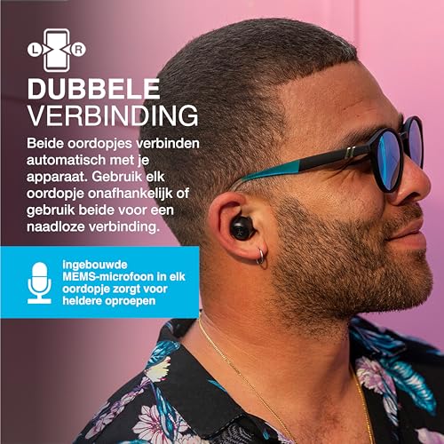 JLab Go Air Pop+ True Wireless Earphones, Bluetooth Earbuds, Oordopjes Draadloos with 35H+ Speeltijd, In Ear Headphones with Microfoon, Oplaaddoos, JLab App, Middernacht Zwart - Afbeelding 6