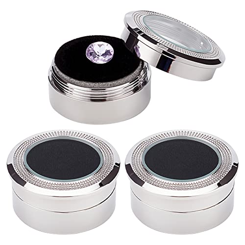 BENECREAT Joyero pequeño de aleación con cojín de terciopelo y ventana transparente, caja de regalo de aleación de platino de 1.3 x 0.6 pulgadas, para pequeños diamantes de piedras preciosas