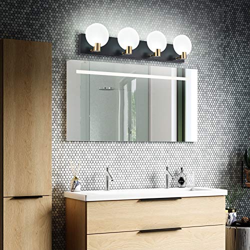 Bathroom Lighting Fixtures Over Mirror for Bathroom Led Modern Black Acrylic 4 Light Wall Lights Lamp - Thumbnail 6