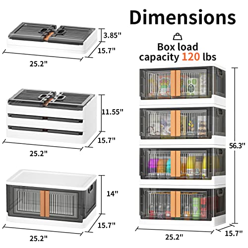Storage Bins With Lids, 4 Pack 19 Gal Collapsible Storage Bins, Plastic Storage Bins With Wheels, Folding Storage Box, Storage Containers For Organizing, Stackable Closet Organizer, Toy Box, Book Storage, Sheet Storage #TOP1