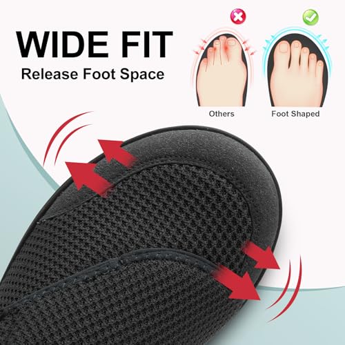 LeIsfIt Mens Wide Diabetic Barefoot Walking Shoes Black and Taupe Size 8.53