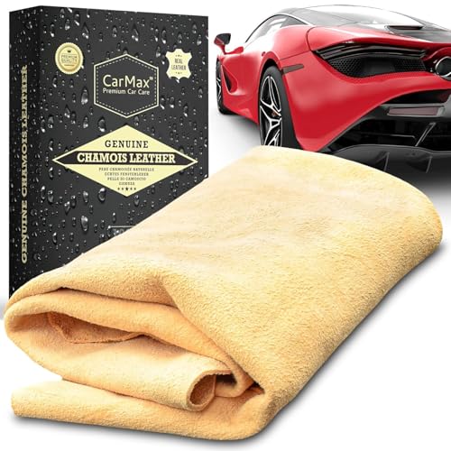 Peau De Chamois Naturelle Qualit&eacute; Premium Extra Large Carmax &ndash; Fabriqu&eacute; en Europe - Parfait pour S&eacute;cher Les Fen&ecirc;tres, Miroirs, Int&eacute;rieurs Et Ext&eacute;rieurs, Super Douce Et Hautement Absorbante