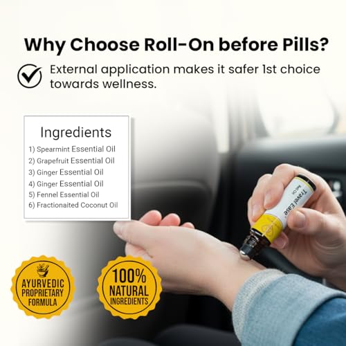 Image of Herb Tantra Travel Ease Roll On | Suitable for Motion, Car & Morning Sickness | Anti Nausea, Vertigo, Vomit | Made with Ginger Essential Oil | Cruise, Airplane Travel Essential