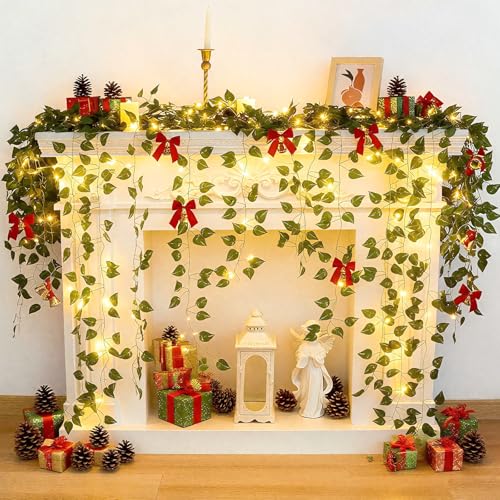 CEWOR Fake Vines for Room Decor 24 Pack 168ft Artificial Ivy Greenery Garland for Bedroom Wall Decor, Hanging Green Leaves for Party Wedding Christmas Decoration