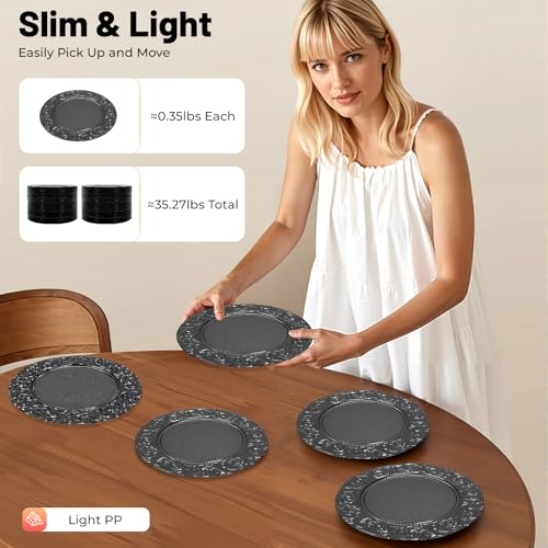 100 Platos de Carga Redondos Reutilizables Negro miniatura 5